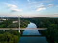 Bridge to Vingis park over the River Neris, Vilnius, Lithuania. Royalty Free Stock Photo