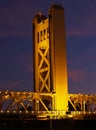 Bridge Tower at night Sacramento CA Royalty Free Stock Photo