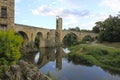 Bridge and a tower over a river and its reflection Royalty Free Stock Photo