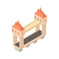 Bridge with towers icon, cartoon style