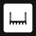 Bridge with towers icon, simple style