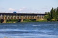 Bridge with traffic over the Dnieper river Royalty Free Stock Photo
