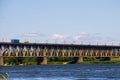 Bridge with traffic over the Dnieper river in Kremenchug Royalty Free Stock Photo