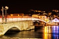 Bridge from Trogir to Ciovo island, Croatia, night Royalty Free Stock Photo