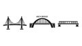 Bridge Types Vector Icons Set - Cable-Stayed, Arch, and Truss Designs Royalty Free Stock Photo