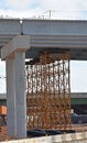 A bridge under construction with scaffolds