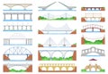 Bridge vector urban crossover architecture and bridge-construction for transportation illustration bridged set of river