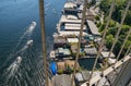 Bridge view of house boats on Lake Union Seattle Washington Royalty Free Stock Photo