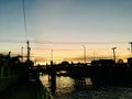 Bridge walking path cross Khlong Saen Saeb on night time