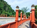 Bridge walkway with pillars light