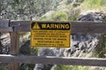 The Bridge Warning Notice at Bell`s Rapids, Avon Valley, Western Australia Royalty Free Stock Photo