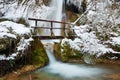 Bridge with Waterfall in Winter