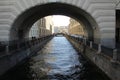 Bridge of Winter channel near the buildings Ermitage Museum. St. Petersburg, Russia