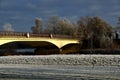 Bridge in Winter over the River Aller in the Town Rethem, Lower Saxony