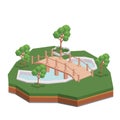 Bridge wood isometric isolated icon design