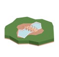 Bridge wood isometric isolated icon design