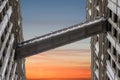 Bridge between the Wrigley Building at the financial district, Chiacago, IL, USA. bottom view Royalty Free Stock Photo