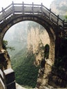 A bridge between the mountains of China`s linzhou and changzhi mountain roads in Shanxi Province Royalty Free Stock Photo