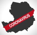 Bridgend WALES UK principal area map with Coronavirus warning illustration