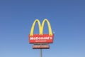 Mc Donald`s sign under blue sky near Bridgeport, USA