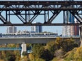 Bridges Across North Saskatchewan River With Train