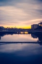 Bridges Across the River Clyde in Glasgow Scotland at Dawn