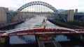 Bridges across the River Tyne in Newcastle, UK - the nearest is The Swing Bridge and the one in the distance the Tyne Bridge Royalty Free Stock Photo