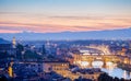 Bridges the arno river florence italy old town in late evening sunset Royalty Free Stock Photo