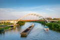 Bridges and Boats on the Cumberland River Royalty Free Stock Photo