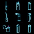 Bridges construction icons set vector neon