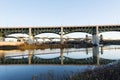 Bridges in downtown Cleveland, OH over Cuyahoga river Royalty Free Stock Photo