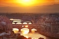 Bridges of Florence at sunset, Italy Royalty Free Stock Photo