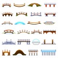 Bridges icons set, cartoon style Royalty Free Stock Photo