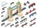 Bridges icons set, isometric style