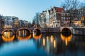 Bridges at the Leidsegracht and Keizersgracht canals intersection in Amsterdam