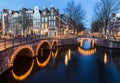 Bridges at the Leidsegracht and Keizersgracht canals intersection in Amsterdam