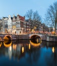 Bridges at the Leidsegracht and Keizersgracht canals intersection in Amsterdam