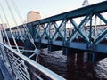 Bridges metal steels symbol blue sky water