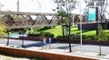 Bridges over the gardens of La Nova Icaria in Barcelona