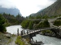 Bridges over Marsyangdi between Dhikur Pokhari and Pisang, Nepal Royalty Free Stock Photo