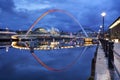 Bridges over the river Tyne in Newcastle, England at night Royalty Free Stock Photo