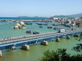 Nha Trang bridges, fishing boats, Vietnam Royalty Free Stock Photo