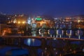 Bridges over the Vltava River, Prague by night Royalty Free Stock Photo