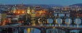 Bridges over the Vltava River, Prague by night Royalty Free Stock Photo