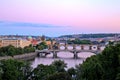 Bridges of Prague over Vltava River, Scenic View from Letna Royalty Free Stock Photo