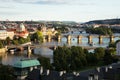 Bridges of Prague over Vltava River, Scenic View from Letna Royalty Free Stock Photo