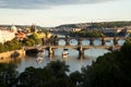 Bridges of Prague over Vltava River, Scenic View from Letna Royalty Free Stock Photo