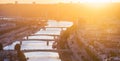 The bridges of Rouen at sunset in back-light Royalty Free Stock Photo