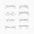 Bridges thin line icons Royalty Free Stock Photo