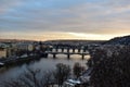 Bridges on Vltava (Moldava) river, Prague, Czech Republic. The one in the middle is the famous Charles